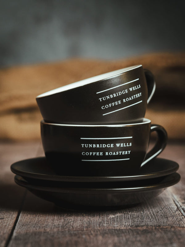 Tunbridge Wells Coffee Roastery Flat White Cups & Saucers 6oz